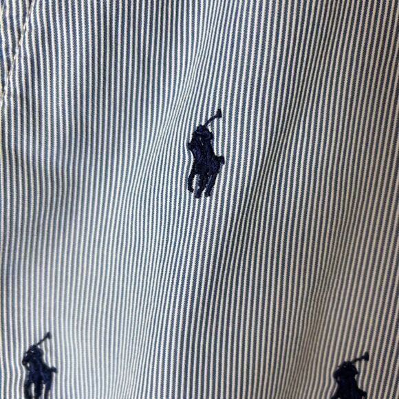 Polo Ralph Lauren Blue Pinstripe Embroidered Pony Flat Front Chino Shorts Sz 36 - Picture 9 of 13